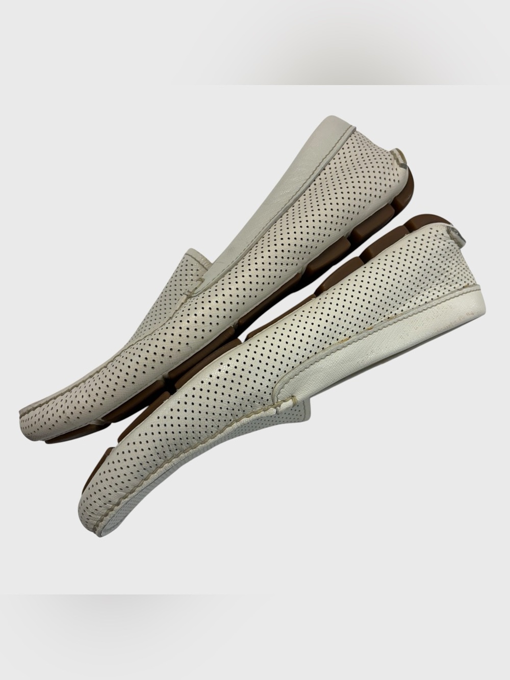 PRADA White Perforated Leather Driving Moccasins Prada Size 7 US Men’s Size 8 - Picture 5 of 13